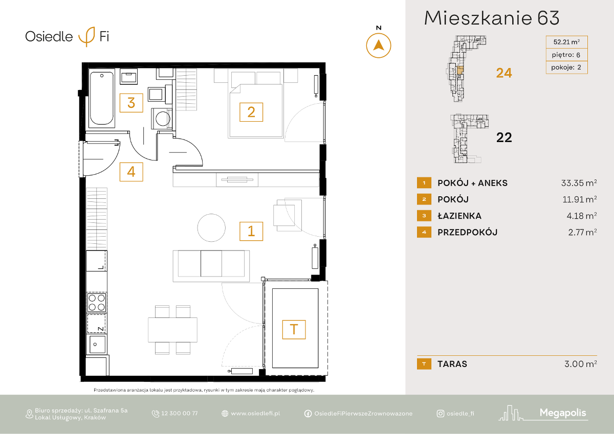 Mieszkanie na sprzedaż, 52 m², 2 pokoje Kraków Podgórze Podgórze Stare - Widok 6