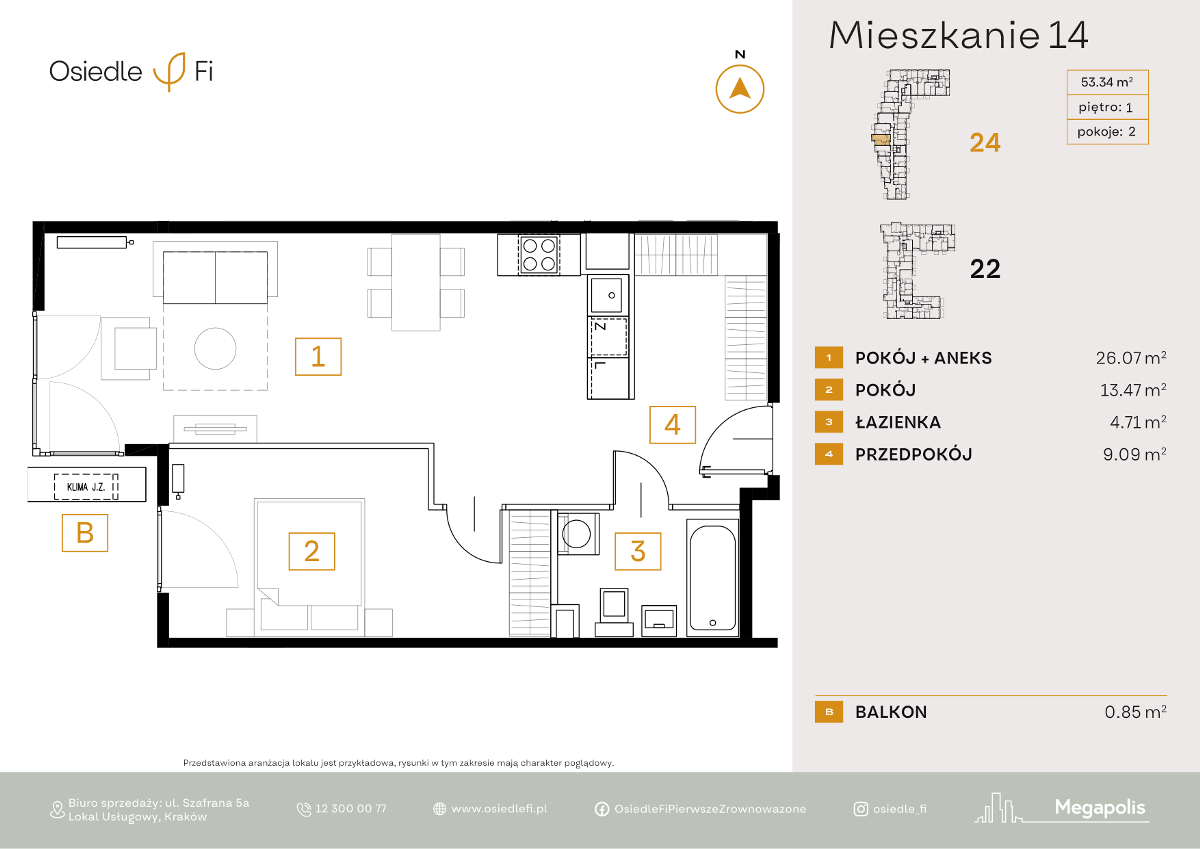 Mieszkanie na sprzedaż, 53 m², 2 pokoje Kraków Podgórze Podgórze Stare - Widok 6