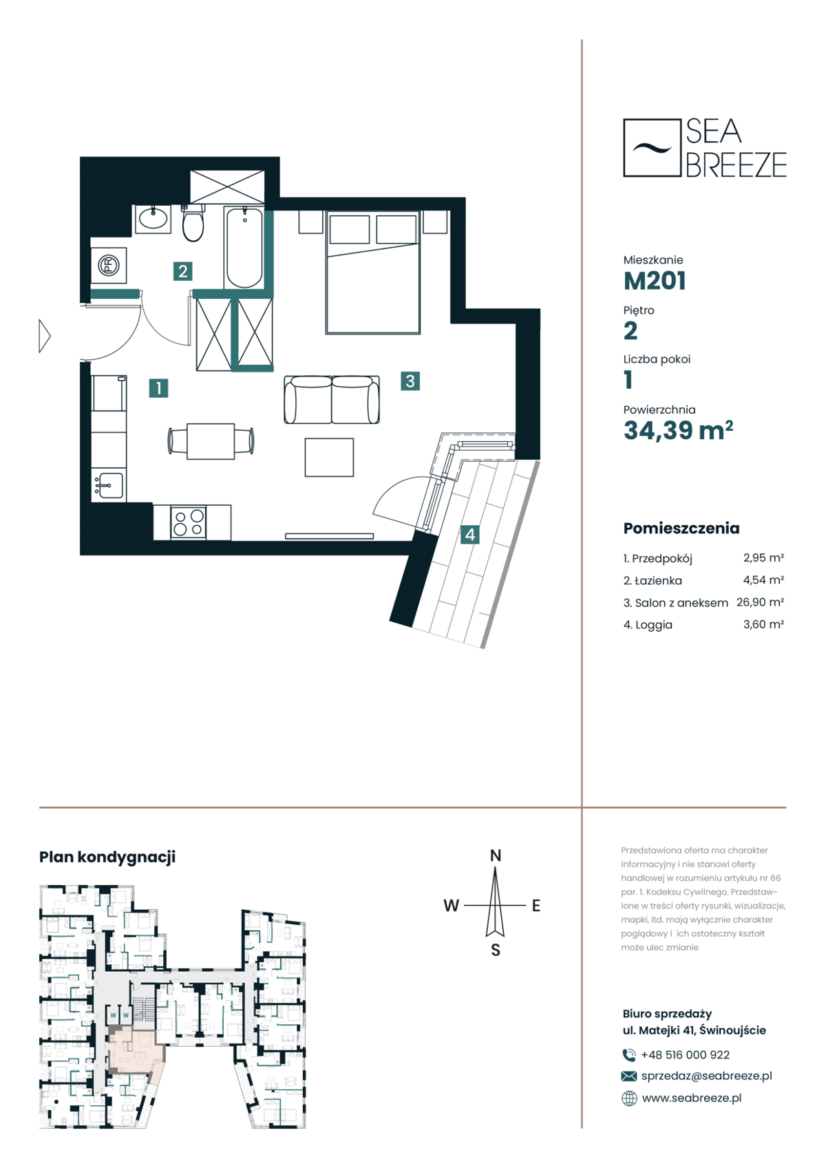Mieszkanie na sprzedaż, 34 m², 1 pokój Świnoujście Matejki, Świnoujście