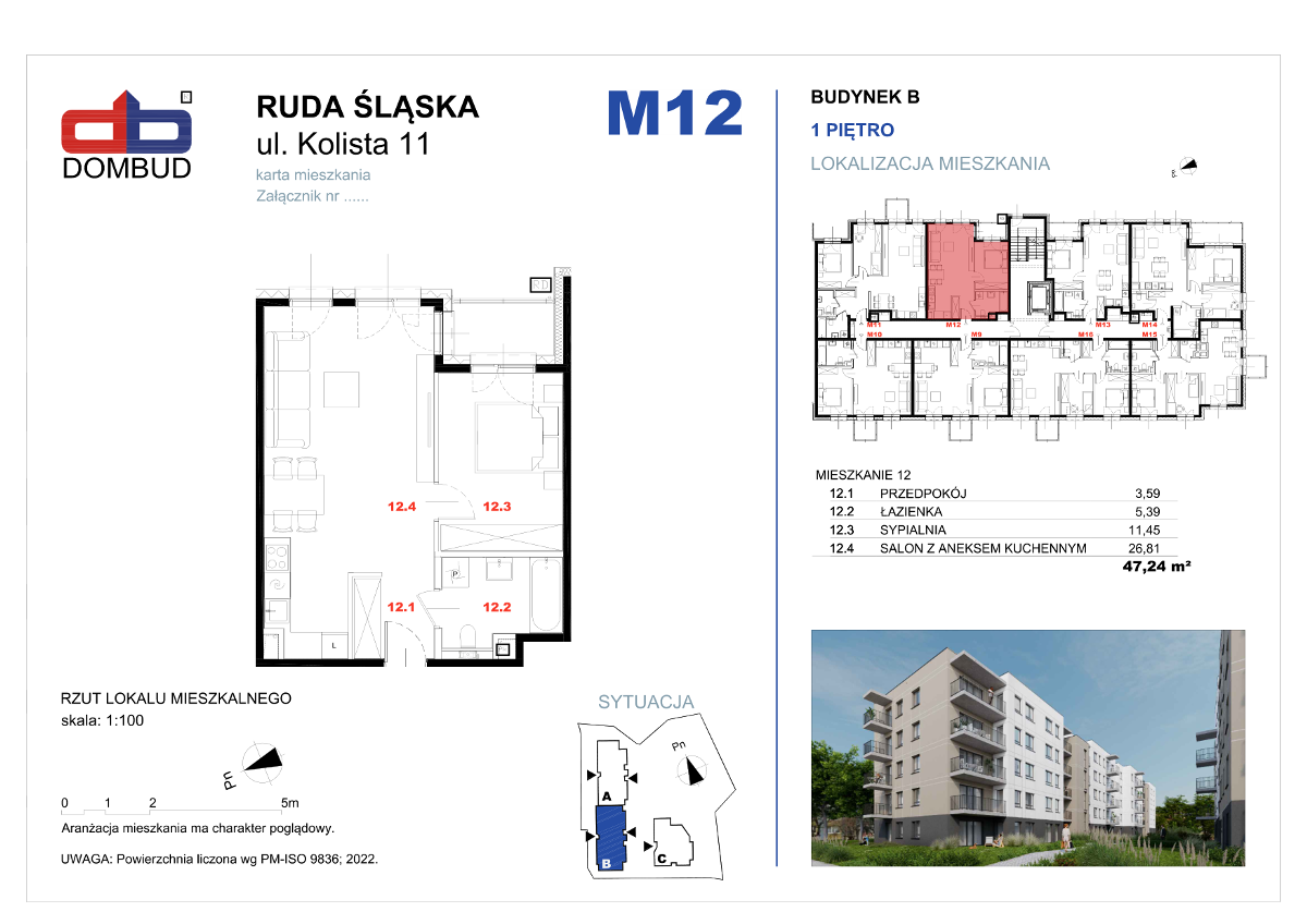 Mieszkanie na sprzedaż, 47 m², 2 pokoje Ruda Śląska Nowy Bytom, Kolistaśląskie