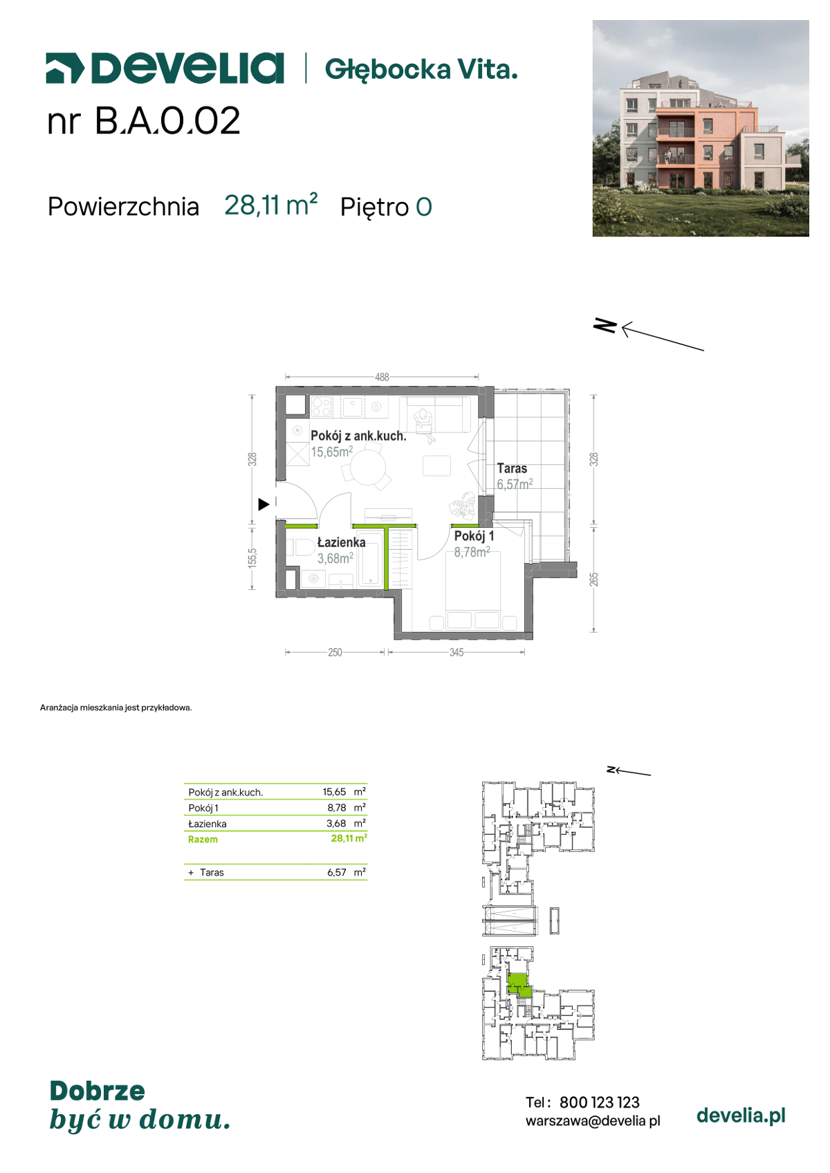 Mieszkanie na sprzedaż, 28 m², 2 pokoje Warszawa Białołęka - Widok 2