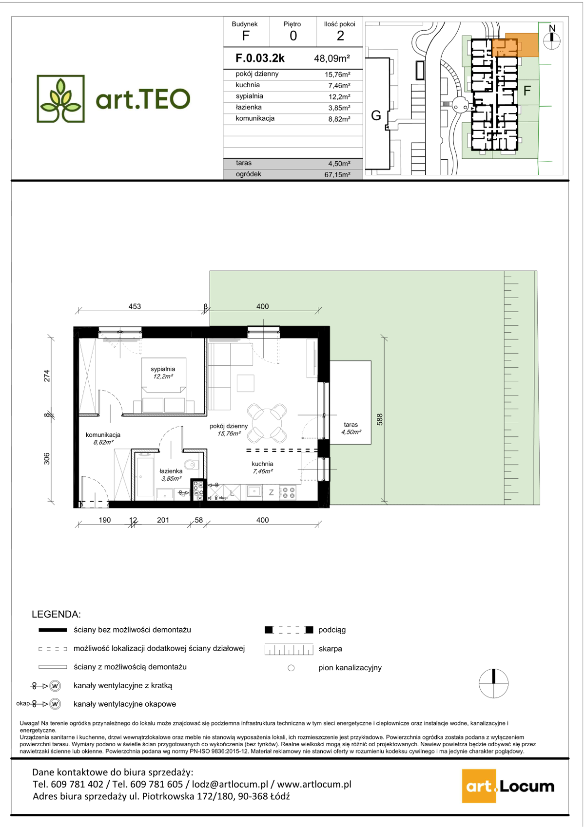 Mieszkanie na sprzedaż, 48 m², 2 pokoje Łódź Polesie - Więcej