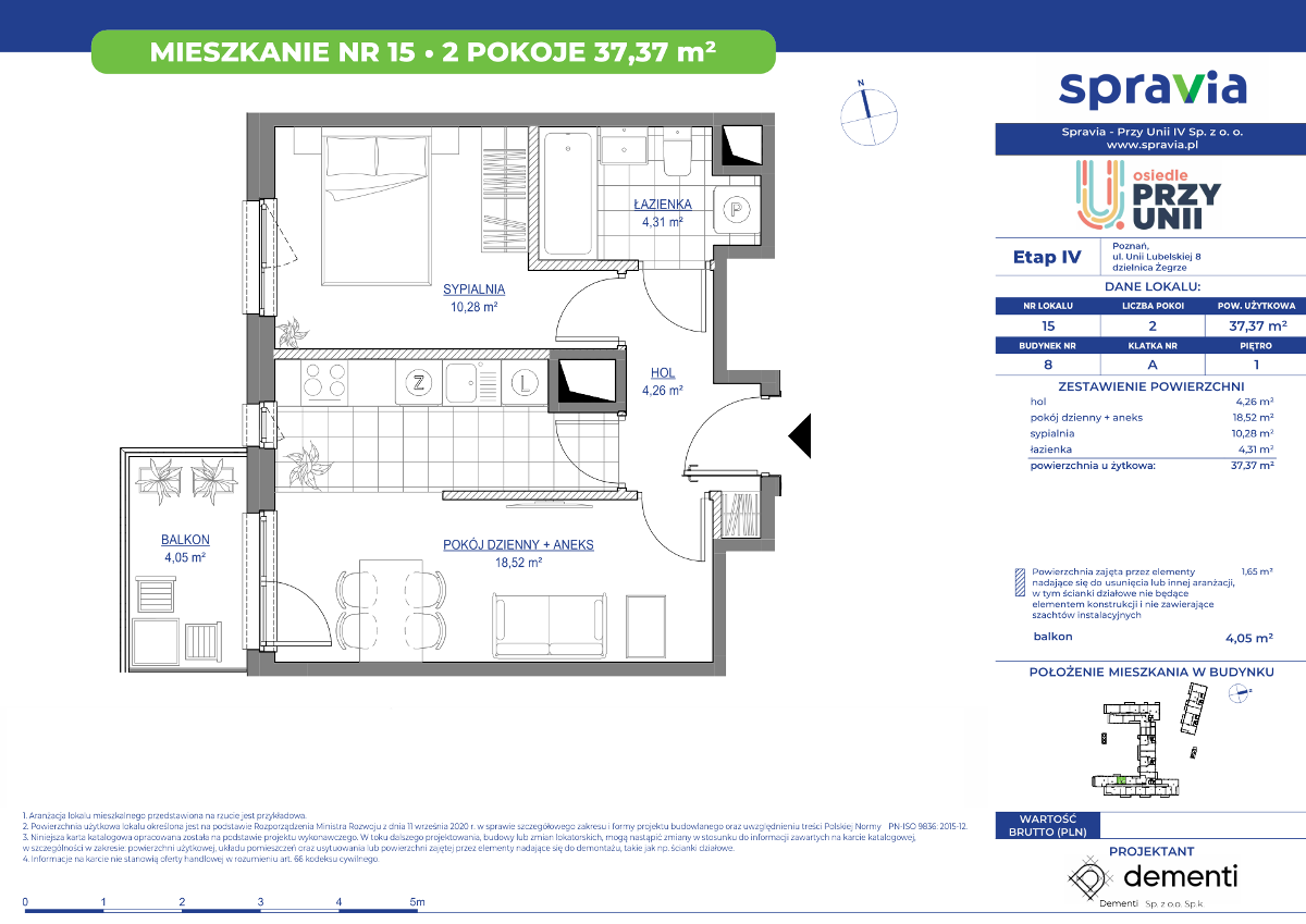 Mieszkanie na sprzedaż, 37 m², 2 pokoje Poznań Żegrze - Widok 6