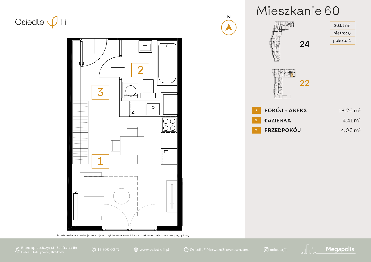 Mieszkanie na sprzedaż, 26 m², 1 pokój Kraków Podgórze Podgórze Stare - Widok 6